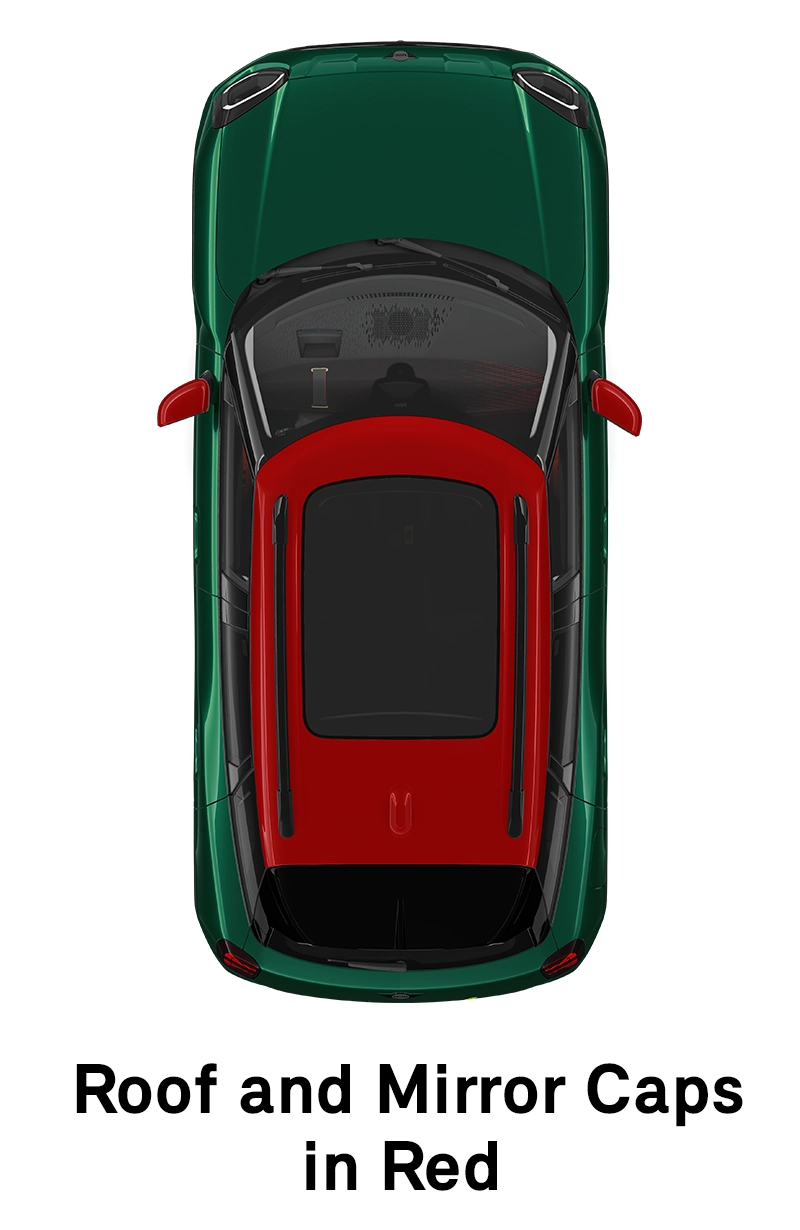 MINI krov: Krov i kućišta retrovizora u Red boji