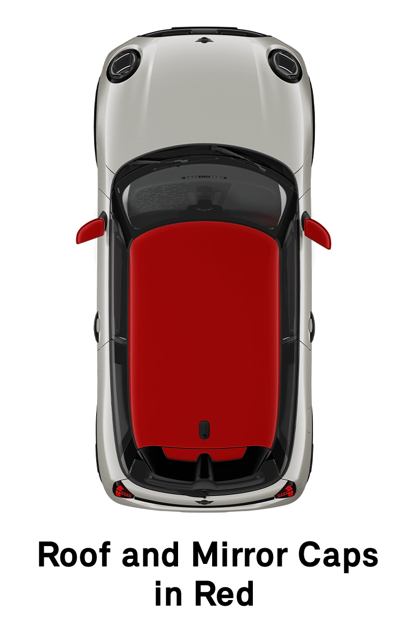 MINI krov: Krov i kućišta retrovizora u Red boji