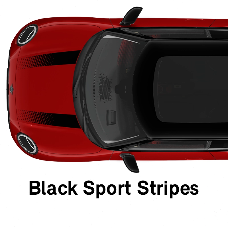 MINI pruge na poklopcu motora: Black Sport pruge