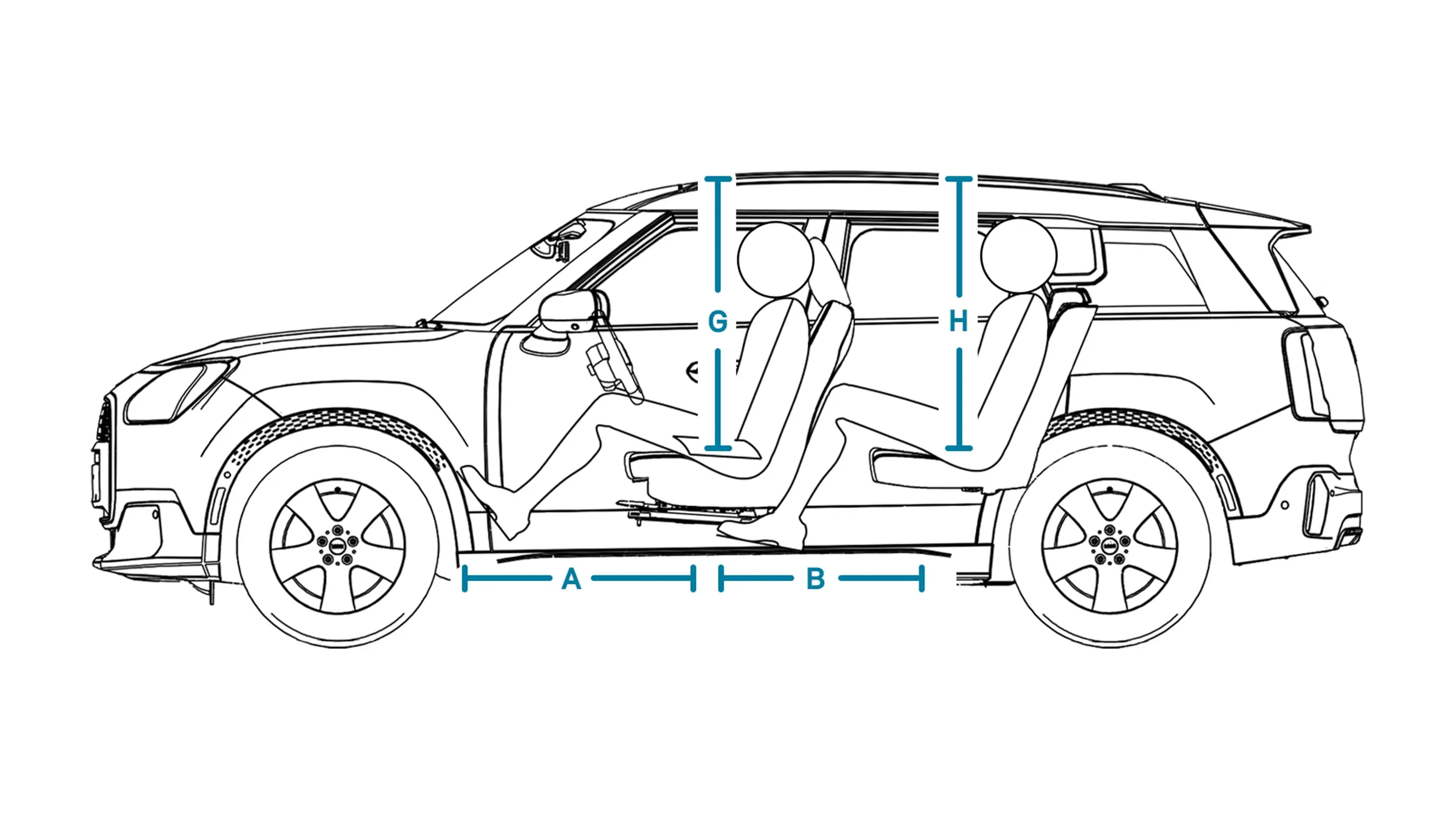 MINI Countryman - Dimenzije interijera sa strane