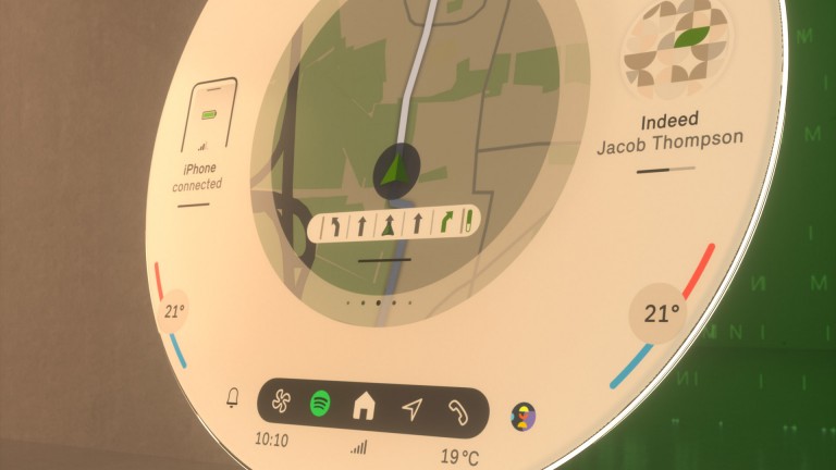 MINI okrugli prikaz detalja navigacijskog zaslona i upravljačkih elemenata