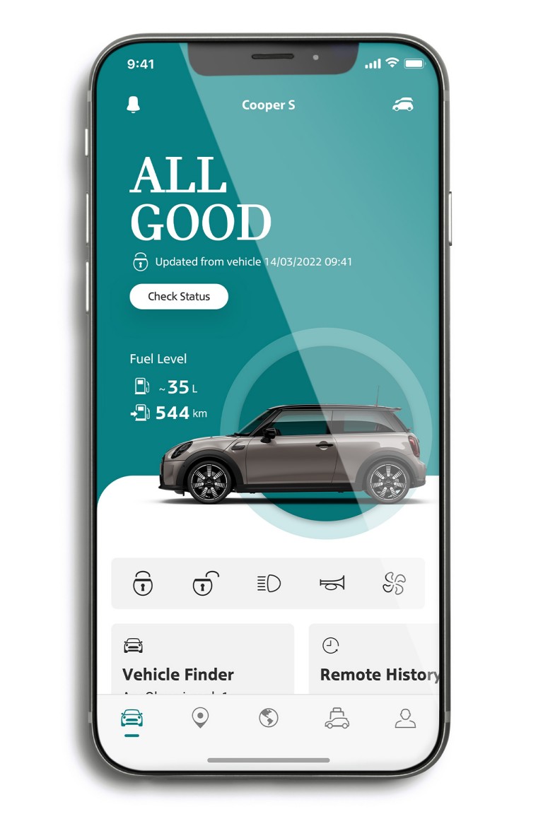 mini connected – mini aplikacija – tab vozila